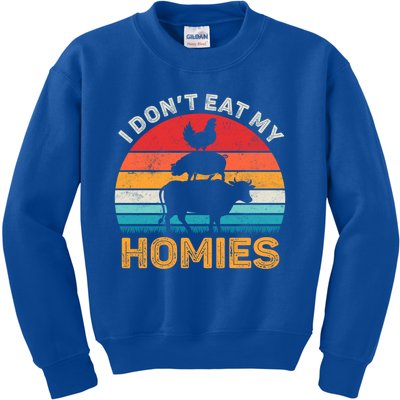 I Don't Eat My Homies Vegan Vegetarian Vintage Animals Lover Gift Kids Sweatshirt