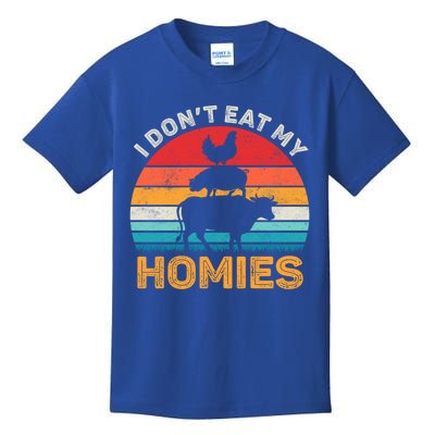 I Don't Eat My Homies Vegan Vegetarian Vintage Animals Lover Gift Kids T-Shirt