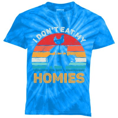 I Don't Eat My Homies Vegan Vegetarian Vintage Animals Lover Gift Kids Tie-Dye T-Shirt