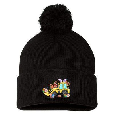 I Dig Easter Day Gift Easter Egg Floral Pom Pom 12in Knit Beanie