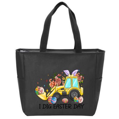 I Dig Easter Day Gift Easter Egg Floral Zip Tote Bag