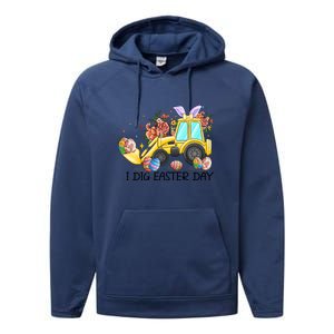 I Dig Easter Day Gift Easter Egg Floral Performance Fleece Hoodie