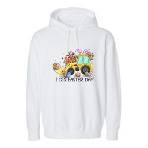 I Dig Easter Day Gift Easter Egg Floral Garment-Dyed Fleece Hoodie