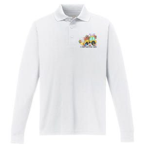 I Dig Easter Day Gift Easter Egg Floral Performance Long Sleeve Polo