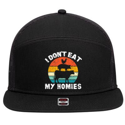 I Dont Eat My Homies Funny Vegetarian Vegan 7 Panel Mesh Trucker Snapback Hat