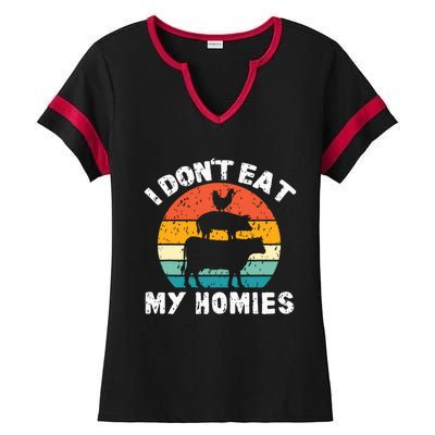 I Dont Eat My Homies Funny Vegetarian Vegan Ladies Halftime Notch Neck Tee