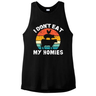 I Dont Eat My Homies Funny Vegetarian Vegan Ladies PosiCharge Tri-Blend Wicking Tank