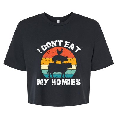 I Dont Eat My Homies Funny Vegetarian Vegan Bella+Canvas Jersey Crop Tee