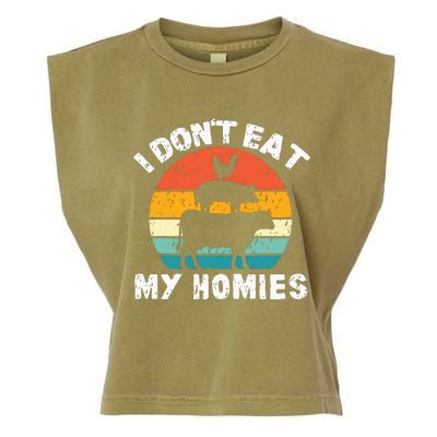 I Dont Eat My Homies Funny Vegetarian Vegan Garment-Dyed Women's Muscle Tee