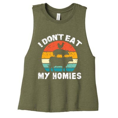 I Dont Eat My Homies Funny Vegetarian Vegan Women's Racerback Cropped Tank