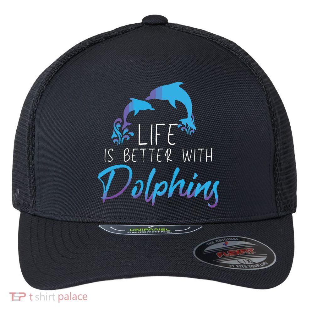 Inspiring Dolphin Enthusiasts Environmentalist Vintage Funny Flexfit Unipanel Trucker Cap