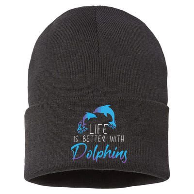 Inspiring Dolphin Enthusiasts Environmentalist Vintage Funny Sustainable Knit Beanie