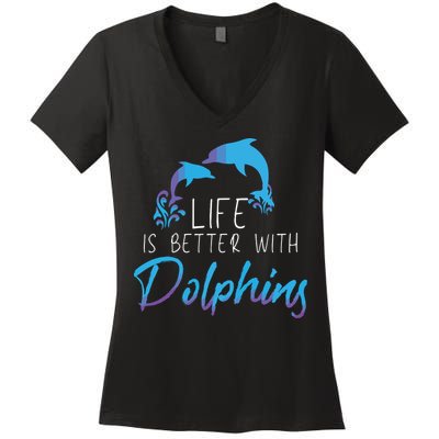 Inspiring Dolphin Enthusiasts Environmentalist Vintage Funny Women's V-Neck T-Shirt
