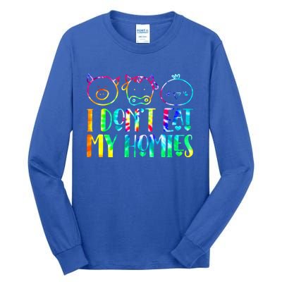 I Dont Eat My Homies Vegan Tie Dye Animals Lover Vegetarian Gift Tall Long Sleeve T-Shirt