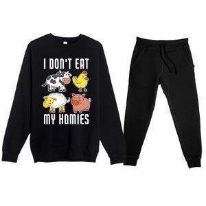 I Dont Eat My Homies Vegan Vegetarian Animal Love Gift Premium Crewneck Sweatsuit Set