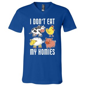 I Dont Eat My Homies Vegan Vegetarian Animal Love Gift V-Neck T-Shirt