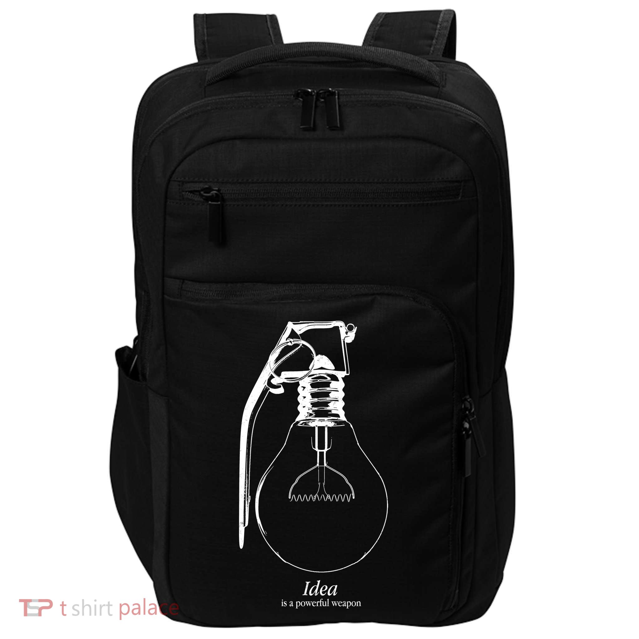Idea Is A Powerful Weapon Light bulb Grenade Impact Tech Backpack