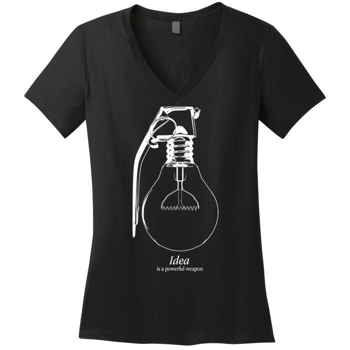 Idea Is A Powerful Weapon Light bulb Grenade Women's V-Neck T-Shirt