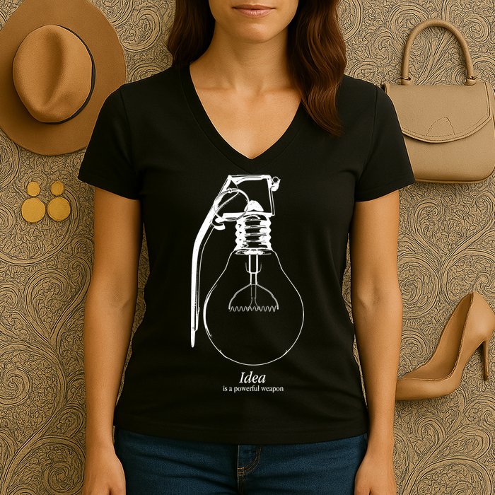 Idea Is A Powerful Weapon Light bulb Grenade Women's V-Neck T-Shirt