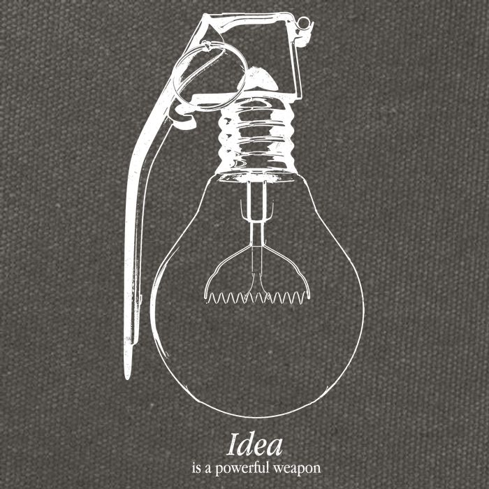 Idea Is A Powerful Weapon Light bulb Grenade Cotton Canvas Backpack