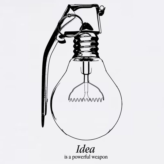 Idea Is A Powerful Weapon Light bulb Grenade Garment-Dyed Sweatshirt