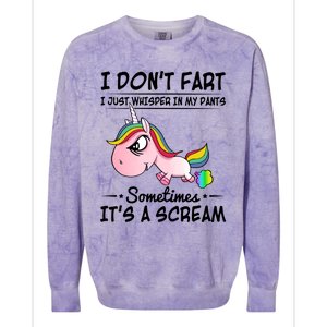 I Don't Fart I Just Whisper Unicorn Funny Gift Colorblast Crewneck Sweatshirt