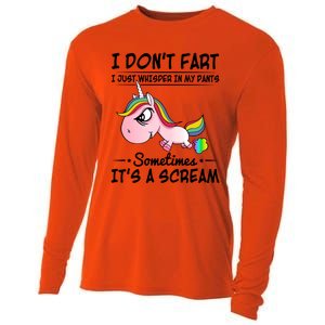 I Don't Fart I Just Whisper Unicorn Funny Gift Cooling Performance Long Sleeve Crew