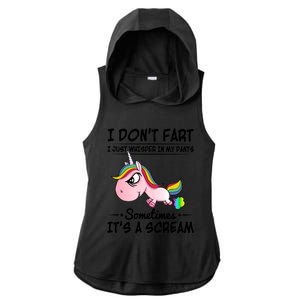 I Don't Fart I Just Whisper Unicorn Funny Gift Ladies PosiCharge Tri-Blend Wicking Draft Hoodie Tank