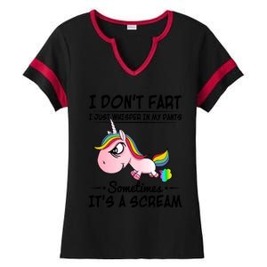 I Don't Fart I Just Whisper Unicorn Funny Gift Ladies Halftime Notch Neck Tee