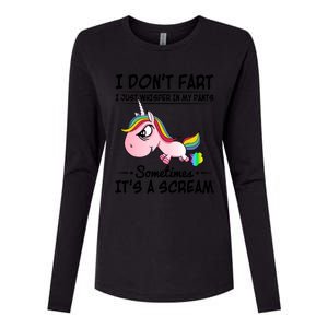 I Don't Fart I Just Whisper Unicorn Funny Gift Womens Cotton Relaxed Long Sleeve T-Shirt