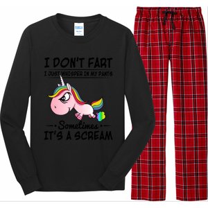 I Don't Fart I Just Whisper Unicorn Funny Gift Long Sleeve Pajama Set