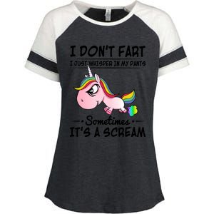 I Don't Fart I Just Whisper Unicorn Funny Gift Enza Ladies Jersey Colorblock Tee