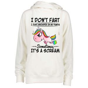 I Don't Fart I Just Whisper Unicorn Funny Gift Womens Funnel Neck Pullover Hood