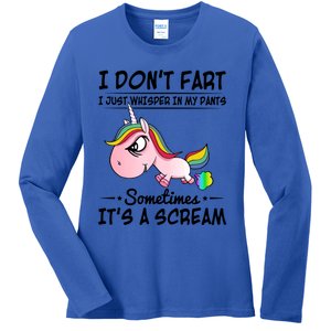 I Don't Fart I Just Whisper Unicorn Funny Gift Ladies Long Sleeve Shirt