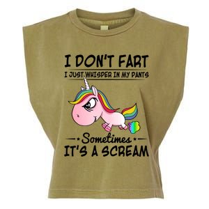 I Don't Fart I Just Whisper Unicorn Funny Gift Garment-Dyed Women's Muscle Tee