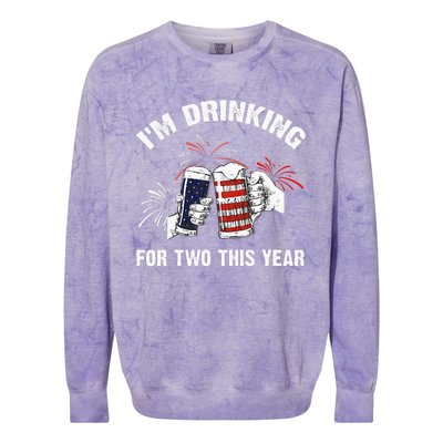 I'm Drinking For 2 This Year Pregnancy 4th Of July Colorblast Crewneck Sweatshirt