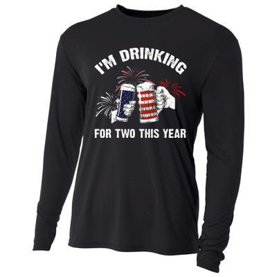 I'm Drinking For 2 This Year Pregnancy 4th Of July Cooling Performance Long Sleeve Crew