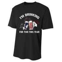 I'm Drinking For 2 This Year Pregnancy 4th Of July Performance Sprint T-Shirt