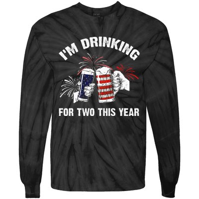 I'm Drinking For 2 This Year Pregnancy 4th Of July Tie-Dye Long Sleeve Shirt