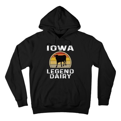 Iowa Dairy Farmer Legend Dairy Cow Cattle Funny Retro Sunset Hoodie