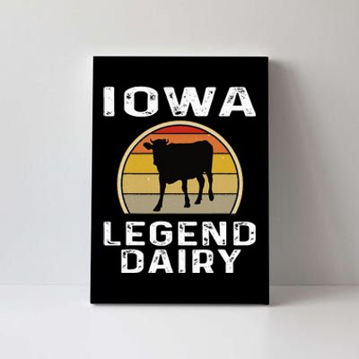 Iowa Dairy Farmer Legend Dairy Cow Cattle Funny Retro Sunset Canvas