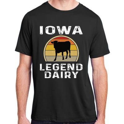 Iowa Dairy Farmer Legend Dairy Cow Cattle Funny Retro Sunset Adult ChromaSoft Performance T-Shirt