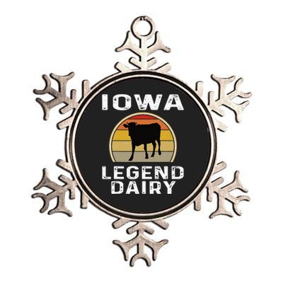 Iowa Dairy Farmer Legend Dairy Cow Cattle Funny Retro Sunset Metallic Star Ornament