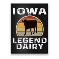 Iowa Dairy Farmer Legend Dairy Cow Cattle Funny Retro Sunset Poster