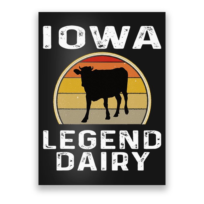 Iowa Dairy Farmer Legend Dairy Cow Cattle Funny Retro Sunset Poster