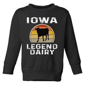 Iowa Dairy Farmer Legend Dairy Cow Cattle Funny Retro Sunset Toddler Sweatshirt