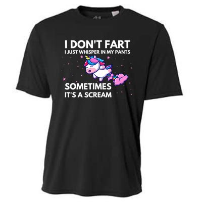 I DonT Fart I Just Whisper In My Pants Funny Unicorn Cooling Performance Crew T-Shirt