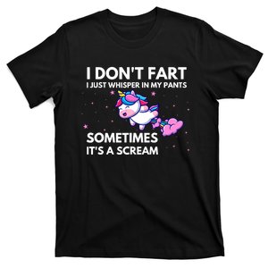 I DonT Fart I Just Whisper In My Pants Funny Unicorn T-Shirt