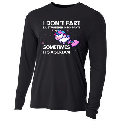 I DonT Fart I Just Whisper In My Pants Funny Unicorn Cooling Performance Long Sleeve Crew