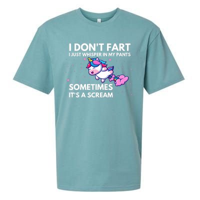 I DonT Fart I Just Whisper In My Pants Funny Unicorn Sueded Cloud Jersey T-Shirt